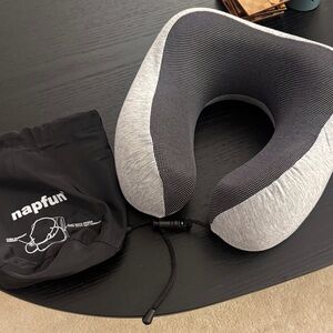 napfun Memory Foam Travel Neck Pillow - Grey & Black